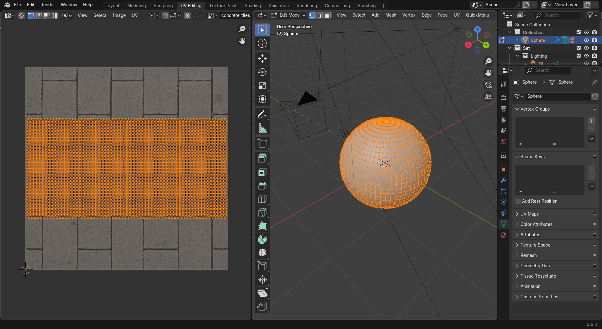 UV mapping of the Mesh
